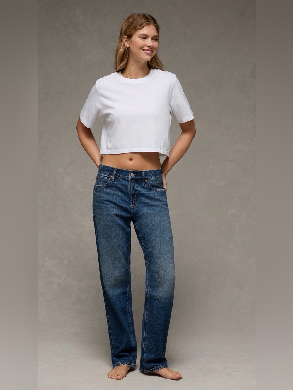 American Eagle Strigid Low-Rise Baggy Straight Jean